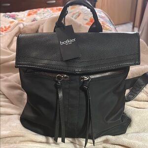 New‎ Botkier Black Leather and Nylon Mini Backpack